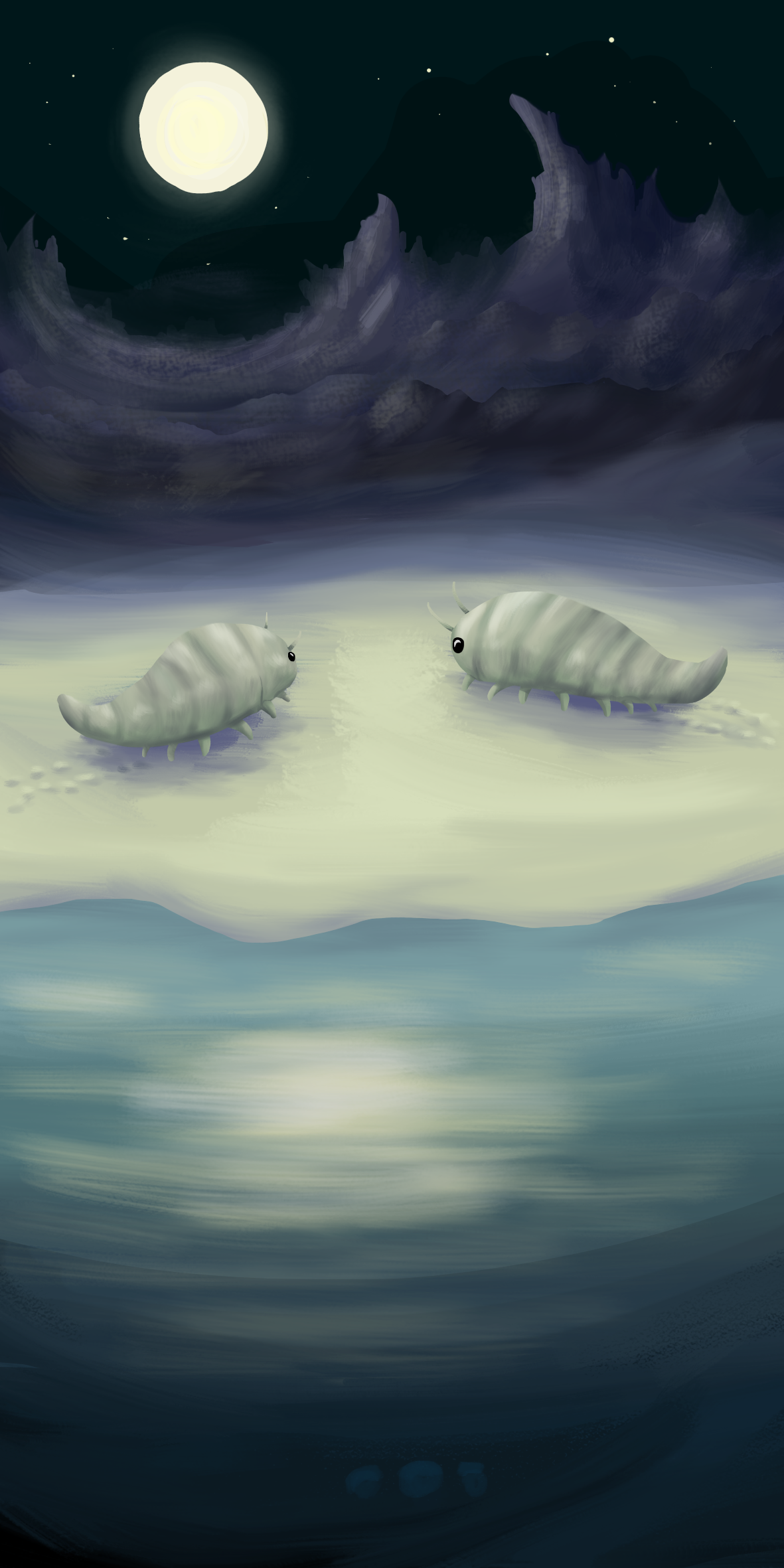 arthropods on a moonlit beach